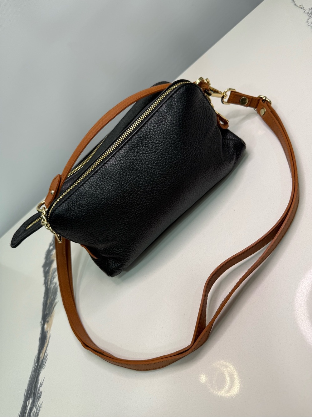 Valentina Genuine Leather Made In Italy Triple Entry Crossbody Purse